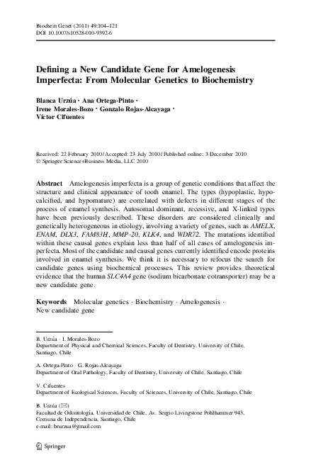 (PDF) Defining a New Candidate Gene for Amelogenesis Imperfecta: From ...