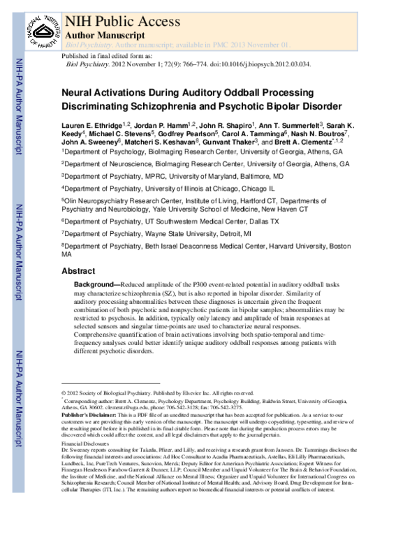 (PDF) Neural Activations During Auditory Oddball Processing ...
