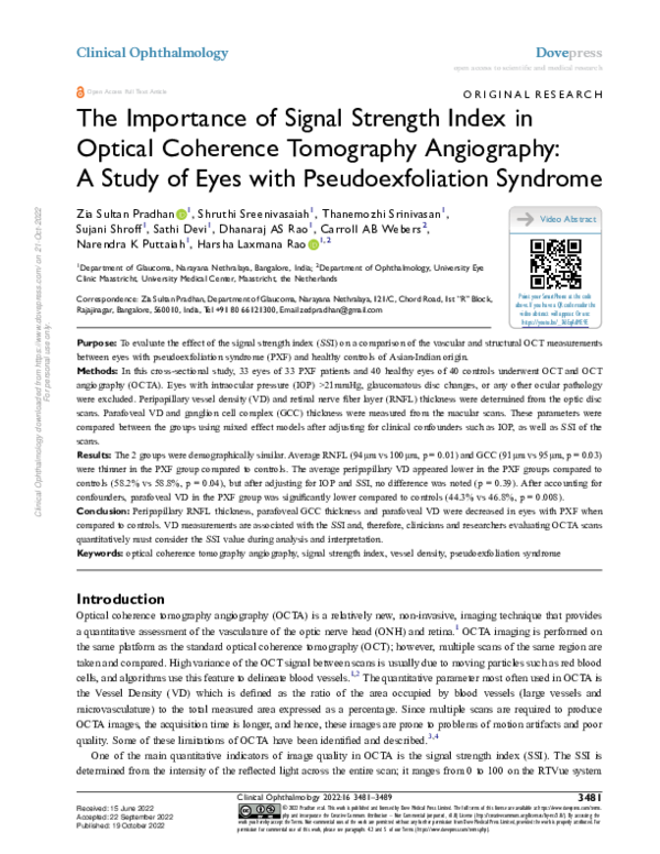 (PDF) The Importance of Signal Strength Index in Optical Coherence ...