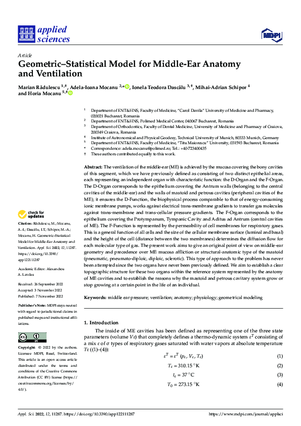(PDF) Geometric–Statistical Model for Middle-Ear Anatomy and Ventilation