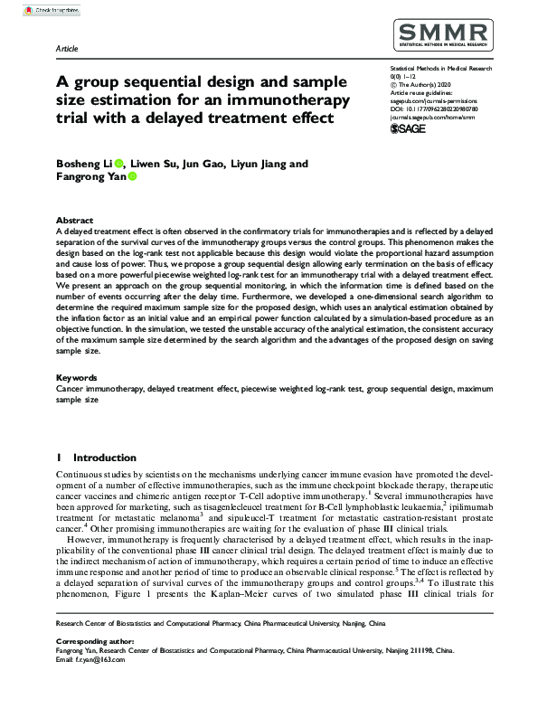 (PDF) A group sequential design and sample size estimation for an ...