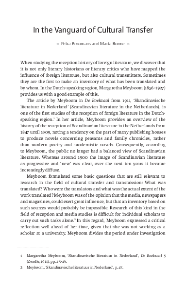 (PDF) In the Vanguard of Cultural Transfer