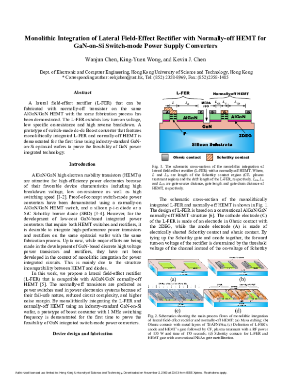 (PDF) Monolithic integration of lateral field-effect rectifier with ...