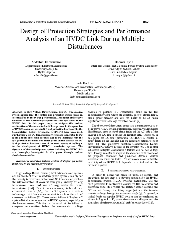 (PDF) Design of Protection Strategies and Performance Analysis of an ...
