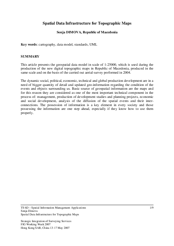 (PDF) Spatial Data Infrastructure for Topographic Maps
