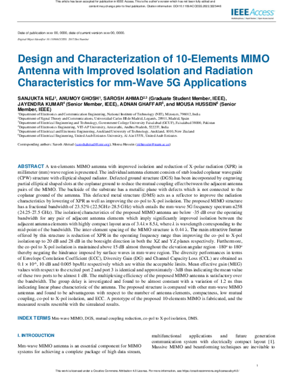 (PDF) Design and Characterization of 10-Elements MIMO Antenna with ...