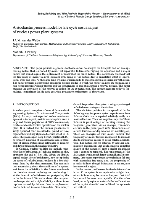 (PDF) A stochastic process model for life cycle cost analysis of ...