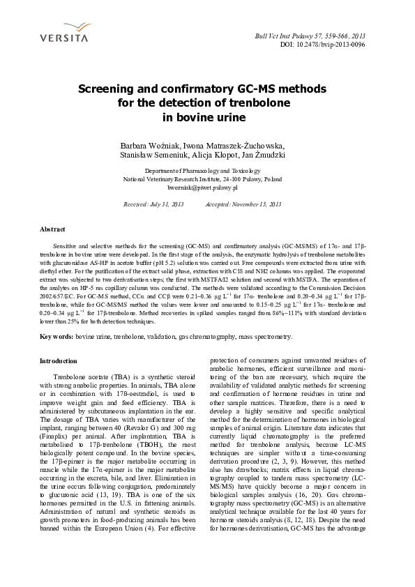 (PDF) Screening and confirmatory GC-MS methods for the detection of ...