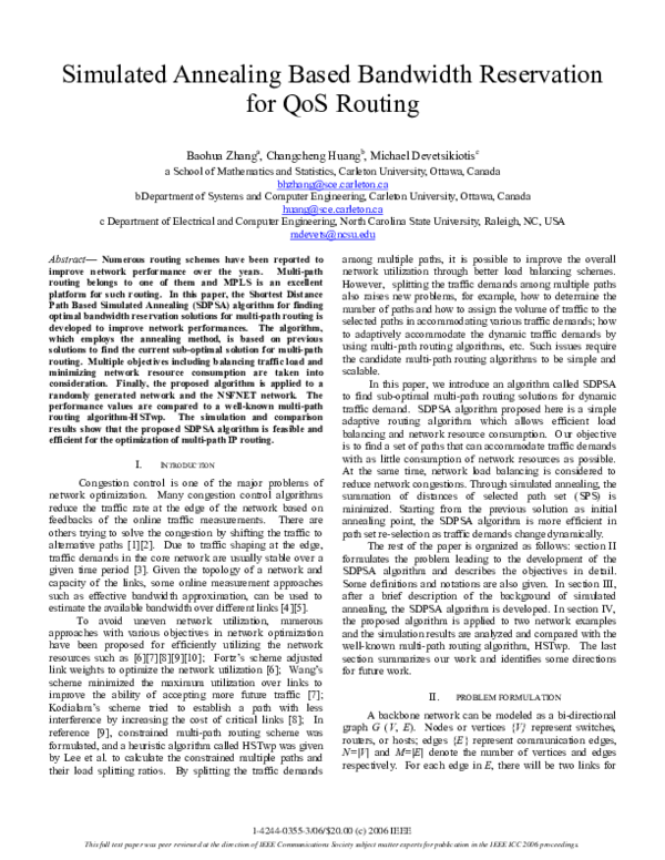 (PDF) Simulated Annealing Based Bandwidth Reservation for QoS Routing