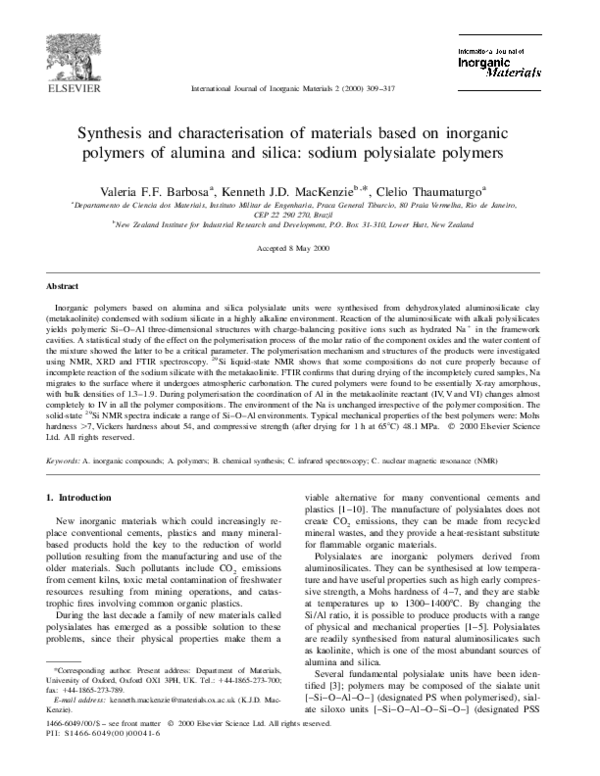 (PDF) Synthesis and characterisation of materials based on inorganic ...
