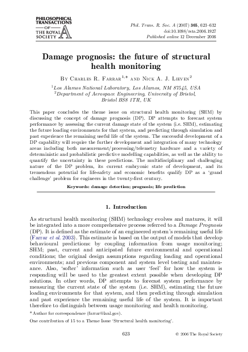 (PDF) Damage prognosis: the future of structural health monitoring