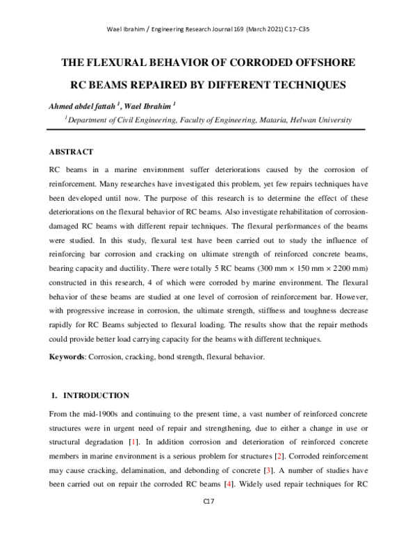 (PDF) The Flexural Behavior of Corroded Offshore RC Beams Repaired by ...