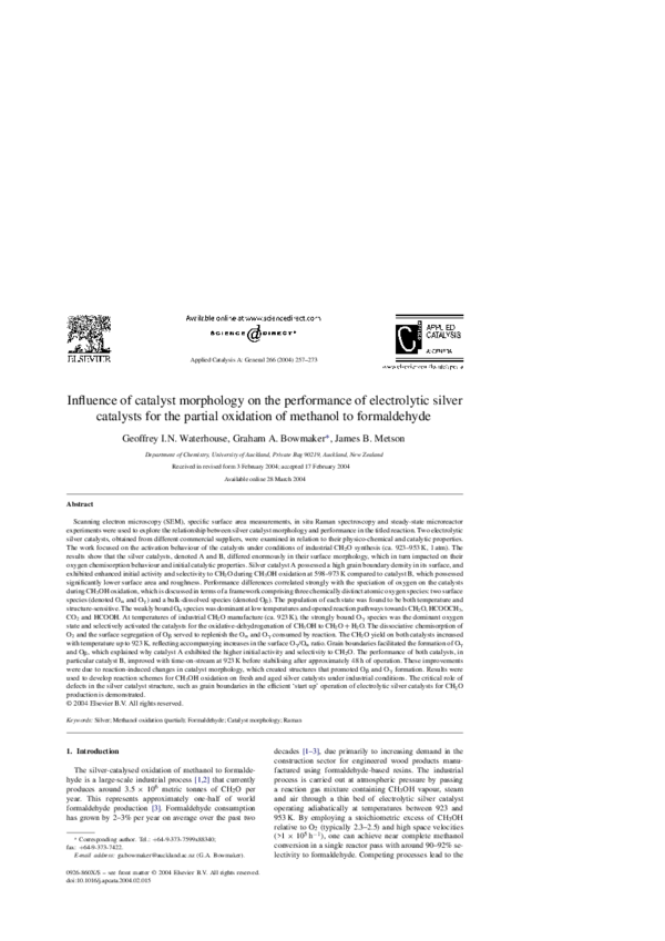 (PDF) Influence of catalyst morphology on the performance of ...