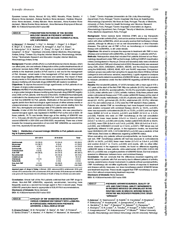 (PDF) AB0536 EFFICACY OF TNF INHIBITORS IN MONOTHERAPY VERSUS ...