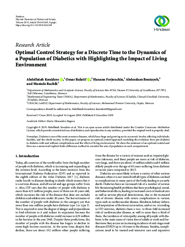 (PDF) Optimal Control Strategy for a Discrete Time to the Dynamics of a ...