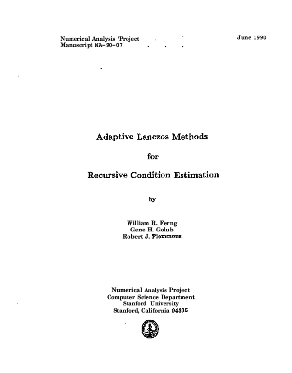 (PDF) Adaptive Lanczos methods for recursive condition estimation