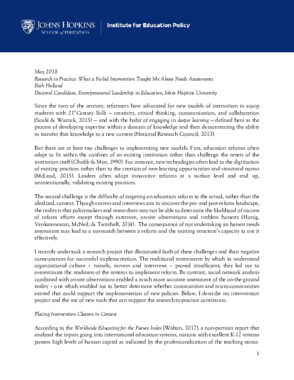 (PDF) Research to Practice: What a Failed Intervention Taught Me About ...