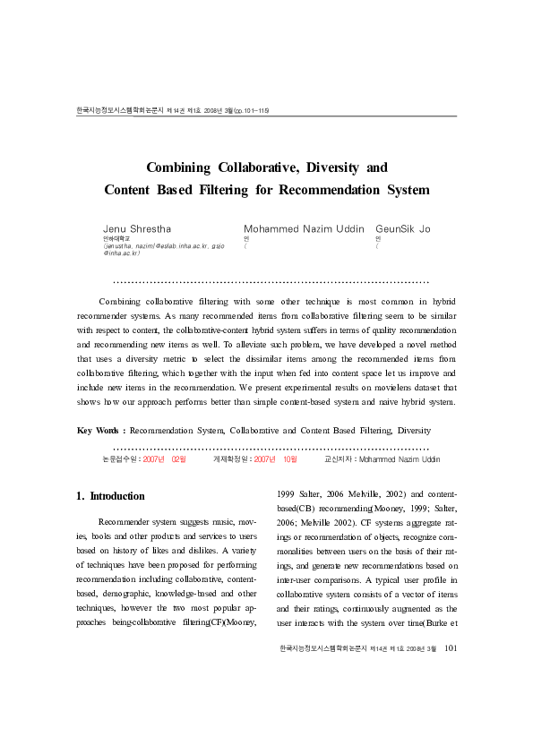 (PDF) Combining Collaborative, Diversity and Content Based Filtering ...