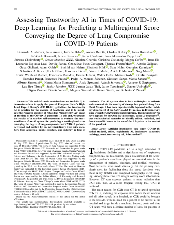 (PDF) Assessing Trustworthy AI in Times of COVID-19: Deep Learning for ...