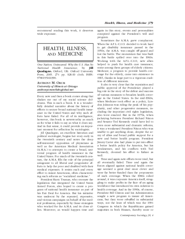 (PDF) One Nation Uninsured: Why the U.S. Has No National Health ...