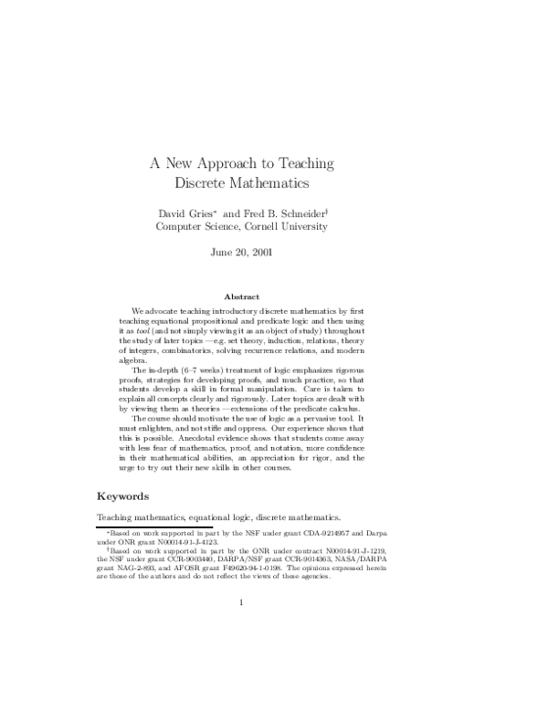 (PDF) A New Approach to Teaching Discrete Mathematics