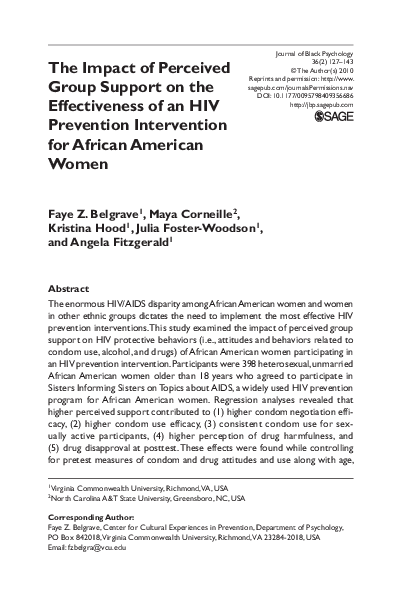 (PDF) The Impact of Perceived Group Support on the Effectiveness of an ...