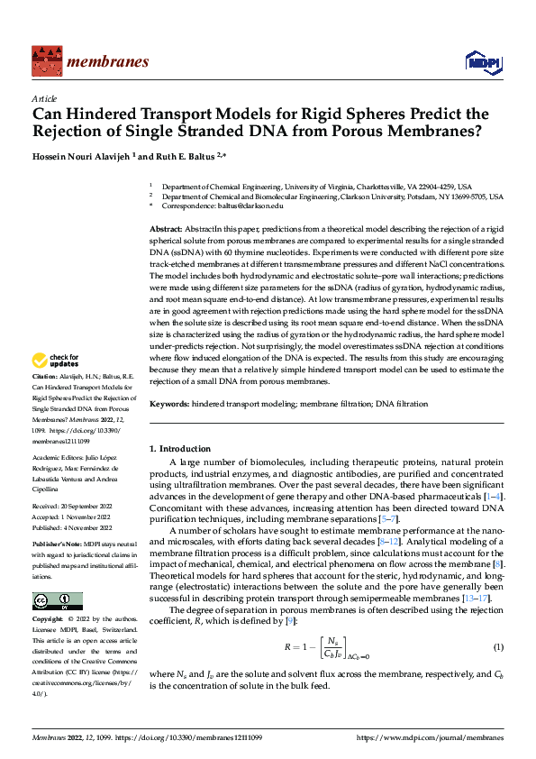 (PDF) Can Hindered Transport Models for Rigid Spheres Predict the ...