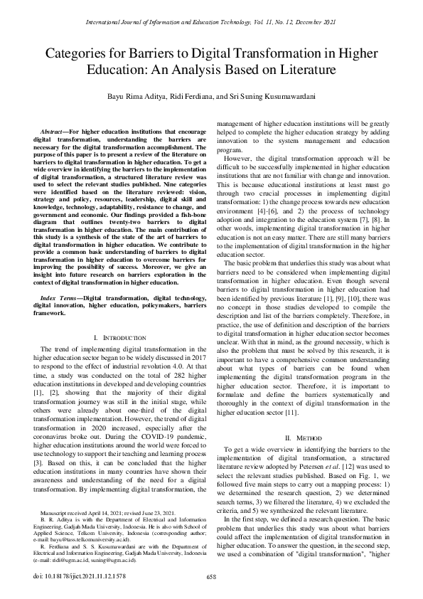 (PDF) Categories for Barriers to Digital Transformation in Higher ...