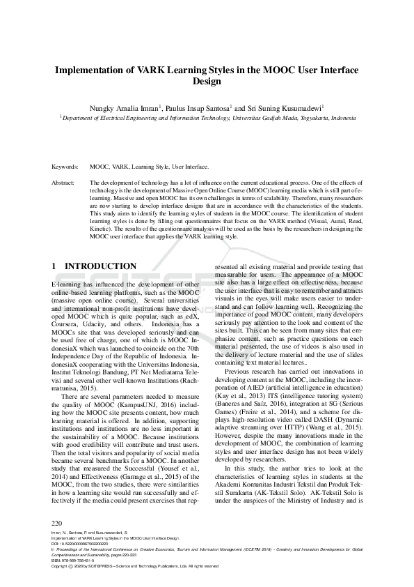 (PDF) Implementation of VARK Learning Styles in the MOOC User Interface ...