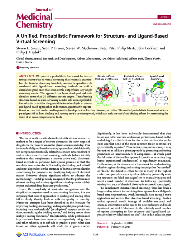 (PDF) A Unified, Probabilistic Framework for Structure- and Ligand ...