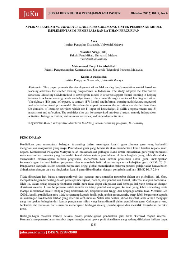 (PDF) Aplikasi Kaedah Interpretive Structural Modeling Untuk Pembinaan ...