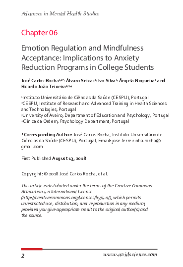 (PDF) Emotion Regulation and Mindfulness Acceptance Implications to ...