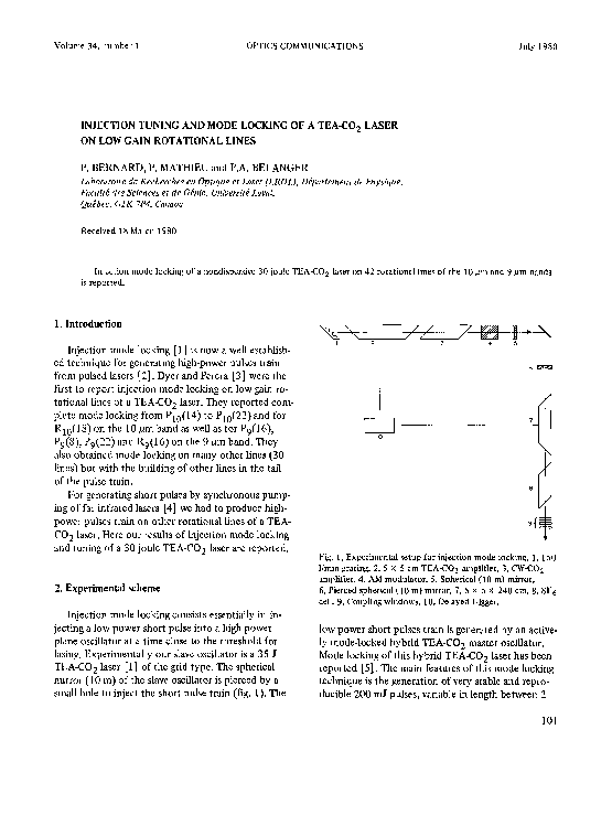 (PDF) Injection tuning and mode locking of a TEA-CO2 laser on low gain ...