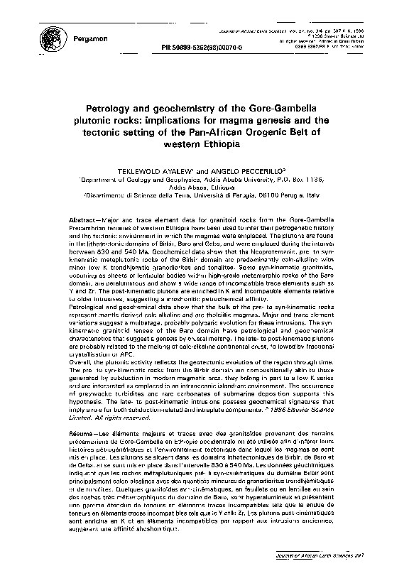 (PDF) Petrology and geochemistry of the Gore-Gambella plutonic rocks ...
