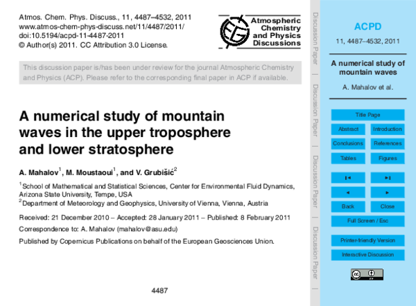 (PDF) ACPD 11 , 4487 – 4532 , 2011 A numerical study of mountain waves