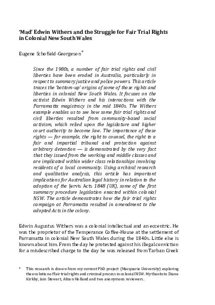 (PDF) Mad' Edwin Withers and the Struggle for Fair Trial Rights in NSW