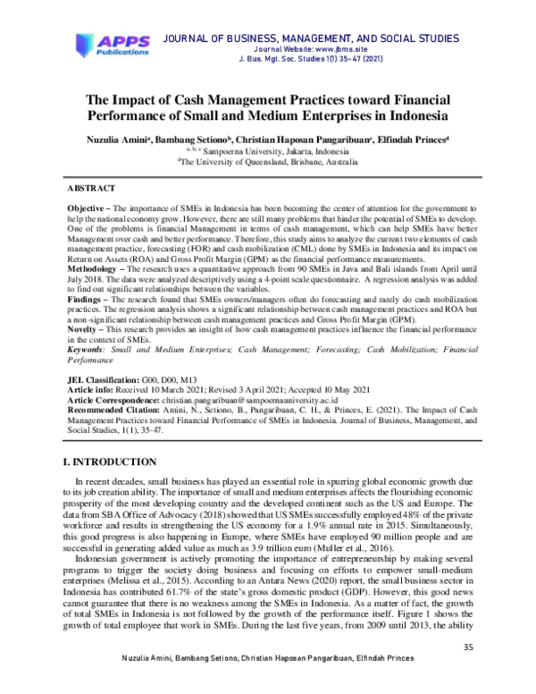 (PDF) The Impact of Cash Management Practices toward Financial ...