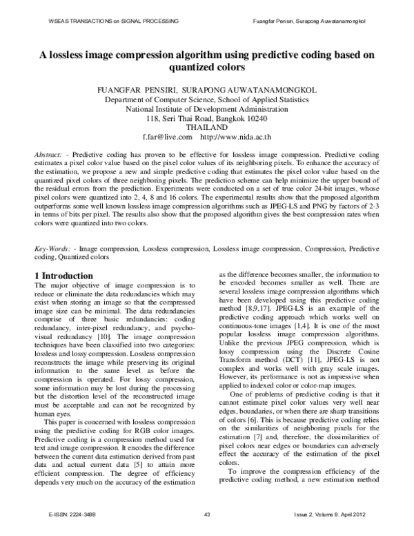 (PDF) A lossless image compression algorithm using predictive coding ...