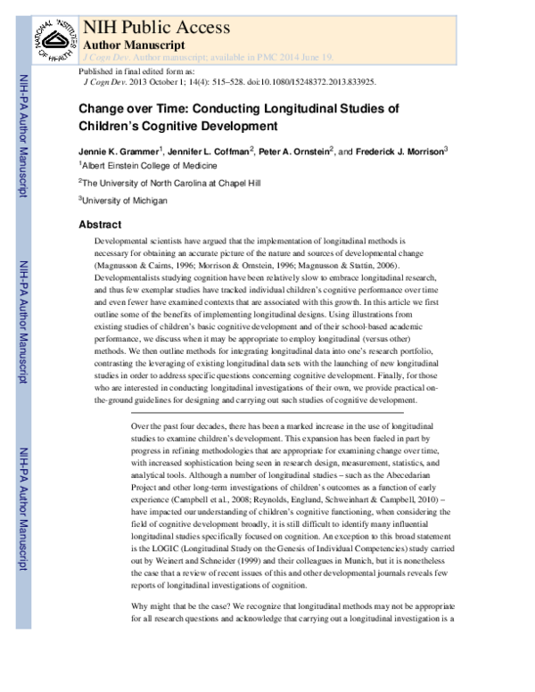 (PDF) Change Over Time: Conducting Longitudinal Studies of Children's ...