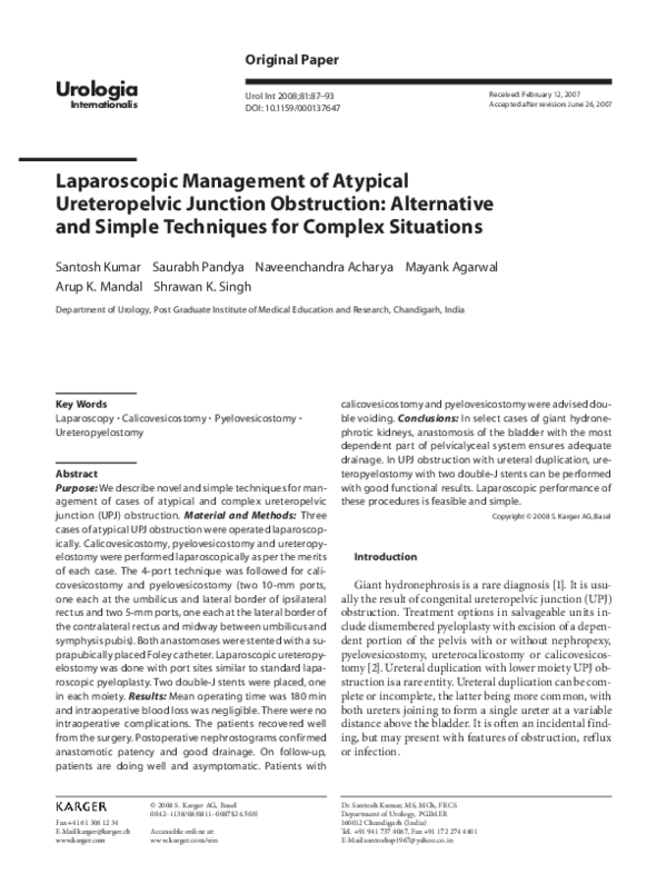 (PDF) Laparoscopic Management of Atypical Ureteropelvic Junction ...