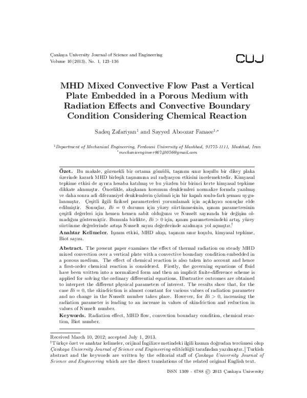 (PDF) MHD Mixed Convective Flow Past a Vertical Plate Embedded in a ...