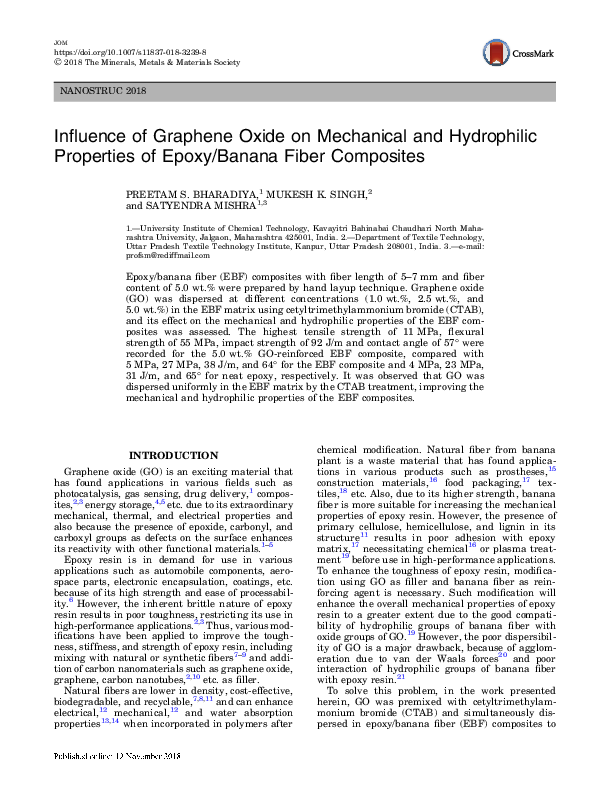 (PDF) Influence of Graphene Oxide on Mechanical and Hydrophilic ...