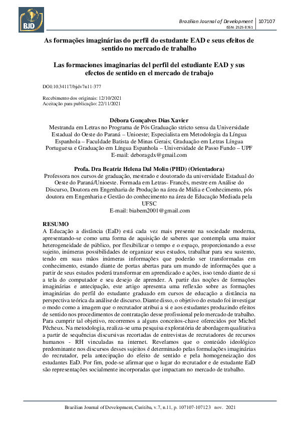 (PDF) As formações imaginárias do perfil do estudante EAD e seus ...