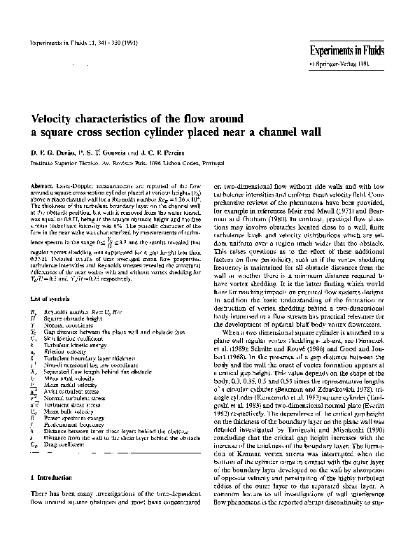 (PDF) Velocity characteristics of the flow around a square cross ...