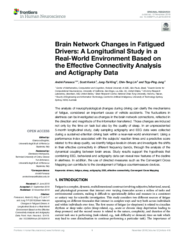 (PDF) Brain Network Changes in Fatigued Drivers: A Longitudinal Study ...