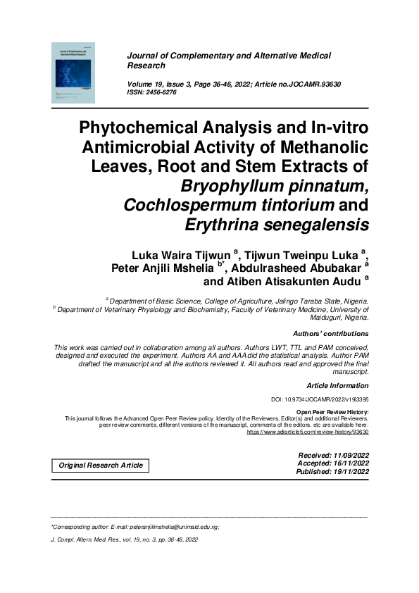 (PDF) Phytochemical Analysis and In-vitro Antimicrobial Activity of ...
