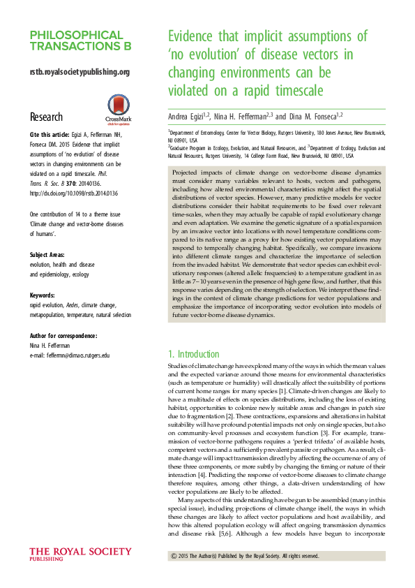(PDF) Evidence that implicit assumptions of 'no evolution' of disease ...