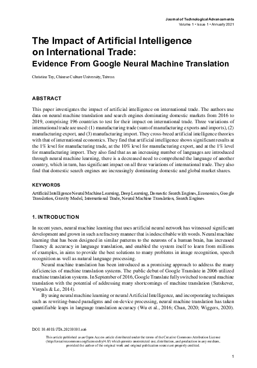 (PDF) The Impact of Artificial Intelligence on International Trade
