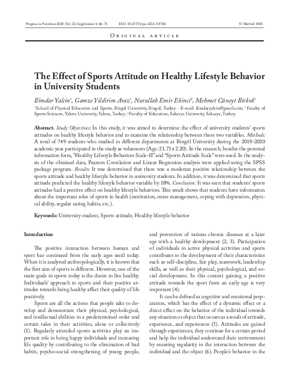 (PDF) The Effect of Sports Attitude on Healthy Lifestyle Behavior in ...