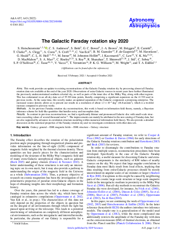 (PDF) The Galactic Faraday rotation sky 2020